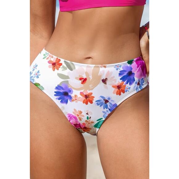 CUPSHE Ola de Verano Floral High-Rise Bikini Bottoms NWT SIZE L - Picture 1 of 3